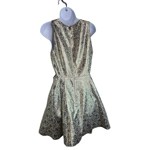 Alice + Olivia Varita Metallic Jacquard Cut Out Fit Flare Dress - Picture 5 of 13